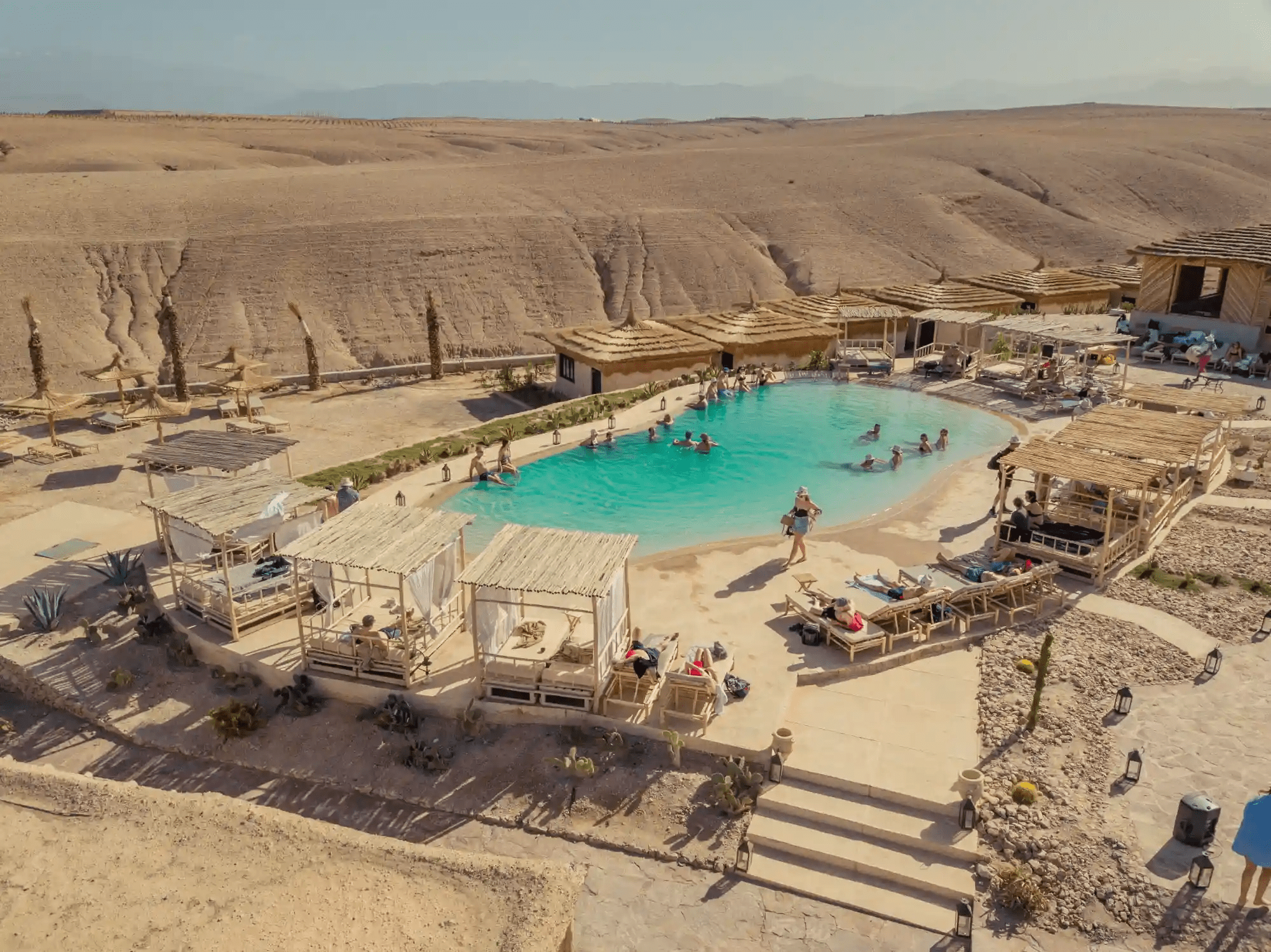 Agafay desert camp with swimming pool